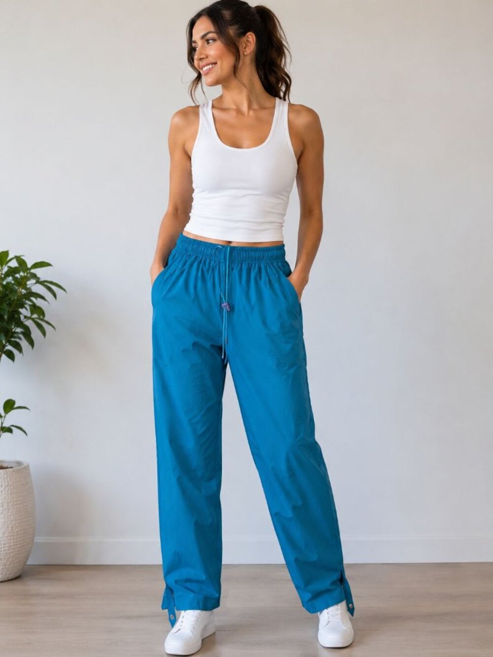 L.L. Bean Nylon Hiking Pants Teal Gorpcore Trail Utility Outdoor Windbreaker Pan
